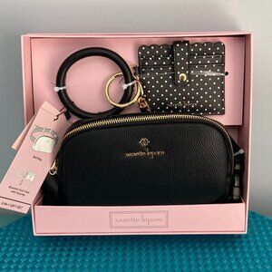 Nanette Lepore Belt Bag w/Bracelet Card Holder Keyring Gift Set NIP Black